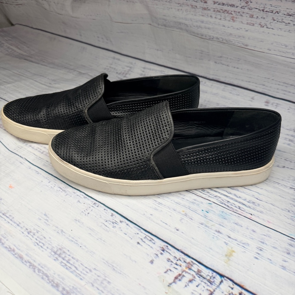 Vince Women's Perforated Slip Ons Loafers Shoes Blair Size 8 Leather Black